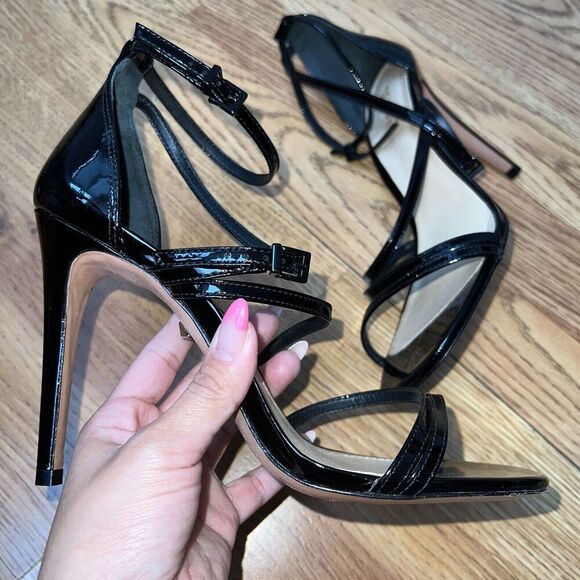 Schutz Licah Strappy Patent Leather Stiletto Sandals Size 9.5B Retail $180 - Picture 2 of 9